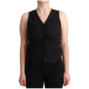 Dolce & Gabbana, Dames, Jassen, Zwart, Maat: L Wol,