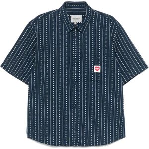 Carhartt Wip, Heren, Overhemden, Blauw, Maat: L