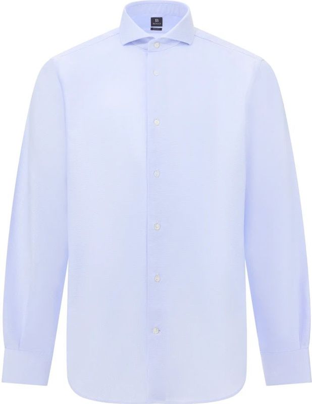 Boggi Milano - Dobby Napoli - Overhemd - Lichtblauw - Slim Fit - Lange Mouw