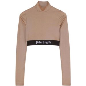 Palm Angels, Dames, Tops, Beige, Maat: S Katoen,