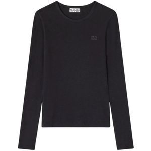 Ganni, Dames, Tops, Zwart, Maat: S Katoen,