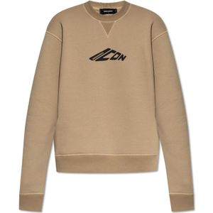 Dsquared2, Dames, Sweatshirts & Hoodies, Beige, Maat: S Katoen,