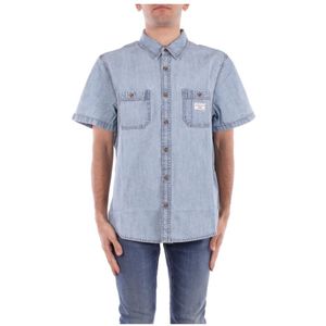 Guess, Heren, Overhemden, Blauw, Maat: M Denim,