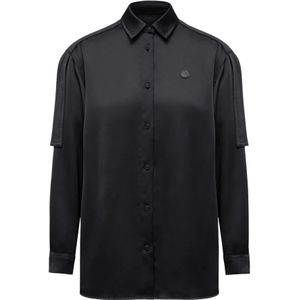 Moncler, Dames, Blouses & Shirts, Zwart, Maat: XS Poliester,