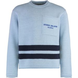 Stone Island, Heren, Truien, Blauw, Maat: L Wol,