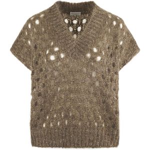 Brunello Cucinelli, Dames, Truien, Bruin, Maat: XS