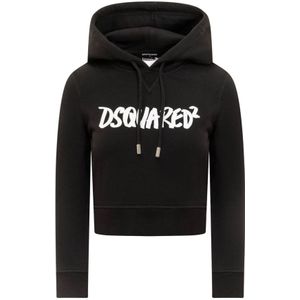Dsquared2, Dames, Sweatshirts & Hoodies, Zwart, Maat: L Katoen,