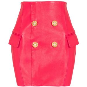 Balmain Korte lamsvacht rok , Pink , Dames , Maat: XS