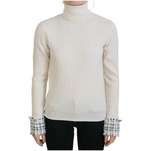 Dolce & Gabbana, Dames, Truien, Wit, Maat: L Wol,
