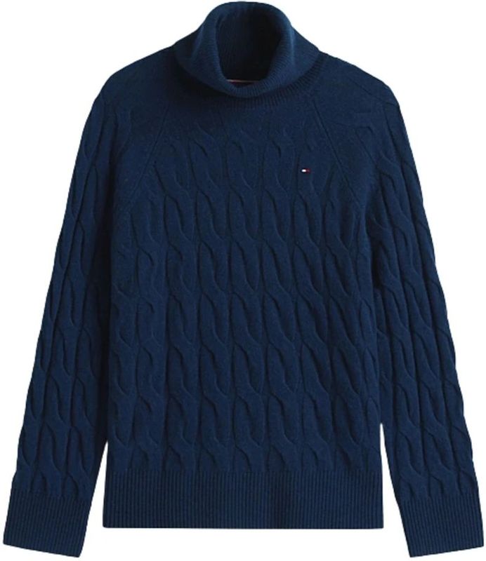 TOMMY HILFIGER - Trui - Navy - Raglanmouwen - Gerecycled Materiaal - Col