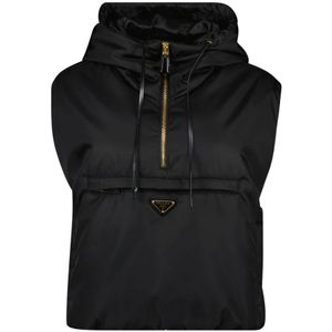 Prada, Dames, Jassen, Zwart, Maat: 2XS Nylon,