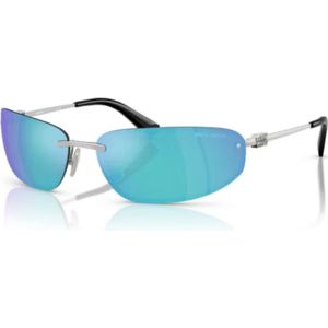 Miu Miu - Zonnebril - Zilver - Grijs - Metaal - Frameloos Ontwerp