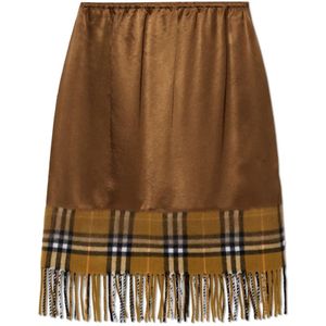 Burberry - Rok met Franje Afwerking - Bruin - Dames - Wol