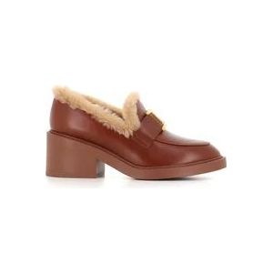 Chloé Brandy Shearling Loafer Cognac Leer , Brown , Dames , Maat: 37 EU