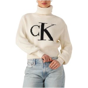Calvin Klein, Dames, Truien, Beige, Maat: 2XS Katoen,