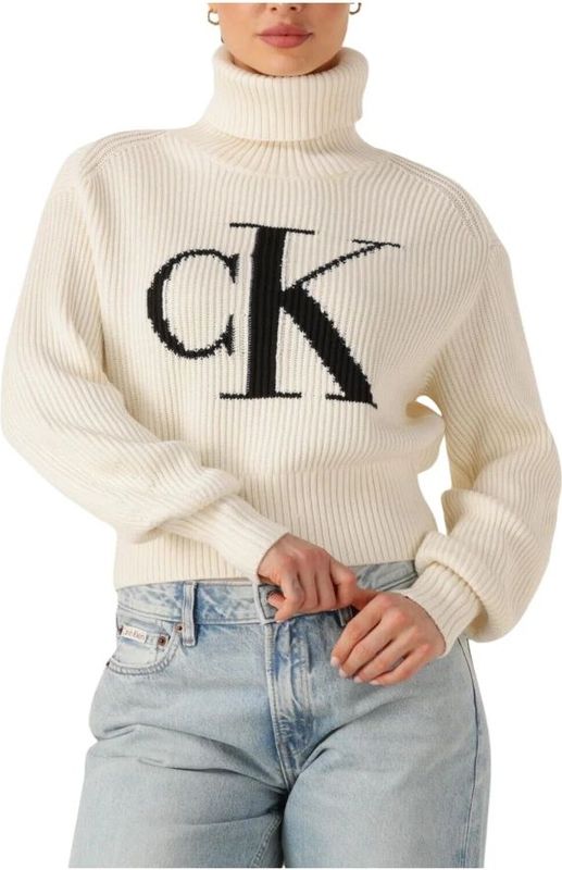 Calvin Klein, Dames, Truien, Beige, Maat: 2XS Katoen,