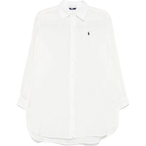 Polo Ralph Lauren, Dames, Blouses & Shirts, Wit, Maat: M Katoen,