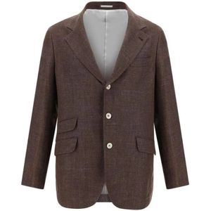 Brunello Cucinelli, Heren, Jassen, Bruin, Maat: XL Linnen,