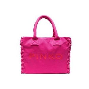 Pinko Canvas Strand Shopping Tas Fuchsia , Pink , Dames , Maat: ONE Size
