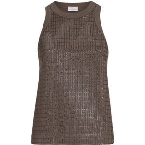Brunello Cucinelli, Dames, Tops, Bruin, Maat: M