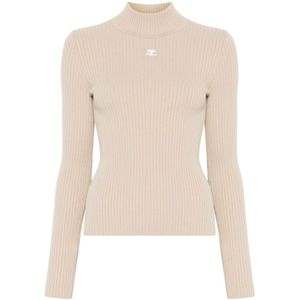 Courrèges, Dames, Truien, Beige, Maat: XS