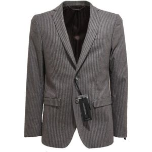 Guess, Heren, Jassen, Grijs, Maat: M Leer,