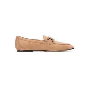 Tod's Marineblauwe Suède Gesp Loafers , Beige , Dames , Maat: 36 1/2 EU