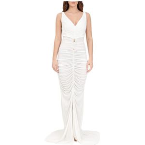 Elisabetta Franchi, Dames, Jurken, Wit, Maat: XS Viscose,