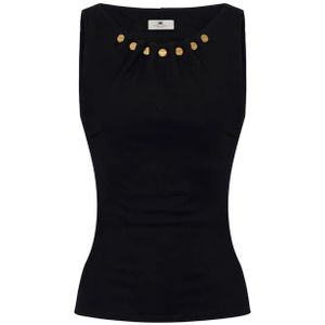 Elisabetta Franchi, Dames, Tops, Zwart, Maat: XS Jersey,
