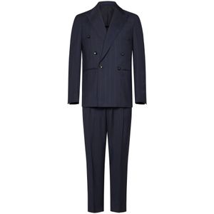 Franzese Collection, Heren, Pakken, Blauw, Maat: 2XL Wol,