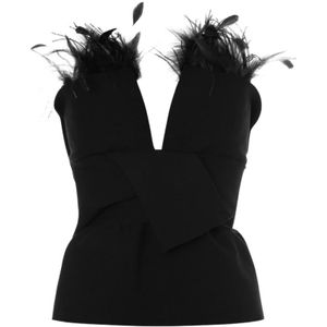 Alberta Ferretti, Dames, Tops, Zwart, Maat: S Viscose,