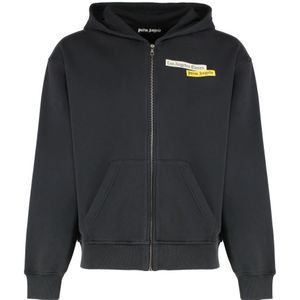 Palm Angels, Heren, Sweatshirts & Hoodies, Zwart, Maat: XL Katoen,