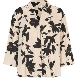 Masai - Bloemenblouse - Beige - Linnen