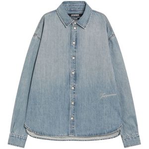 Jacquemus, Heren, Overhemden, Blauw, Maat: S Denim,