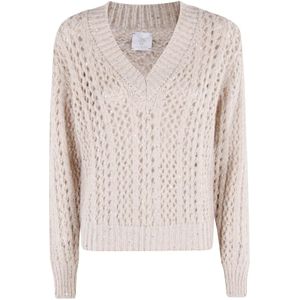 Eleventy, Dames, Truien, Beige, Maat: M Wol,