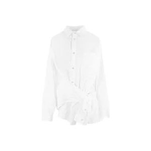 Balenciaga Witte Katoenen Poplin Deconstructed Overhemd , White , Dames , Maat: S