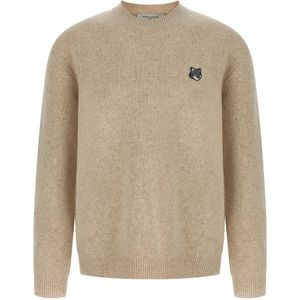 Maison Kitsuné, Heren, Truien, Beige, Maat: L Wol,