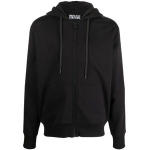 Versace Jeans Couture, Heren, Sweatshirts & Hoodies, Zwart, Maat: M Katoen,