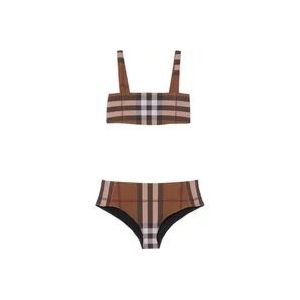 Burberry Geruit Patroon Logo Bikini , Brown , Dames , Maat: M