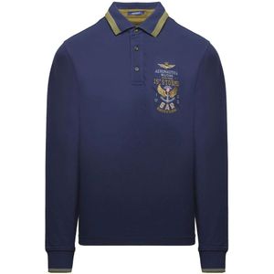 Aeronautica Militare, Heren, Tops, Blauw, Maat: M Katoen,