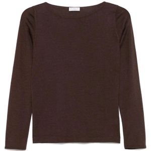 Brunello Cucinelli, Dames, Truien, Bruin, Maat: M Kasjmier,