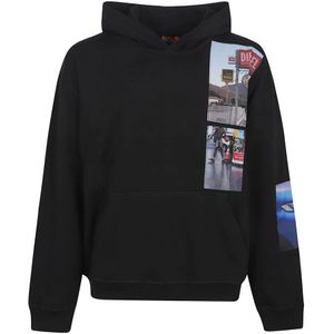 Diesel, Heren, Sweatshirts & Hoodies, Zwart, Maat: L Katoen,