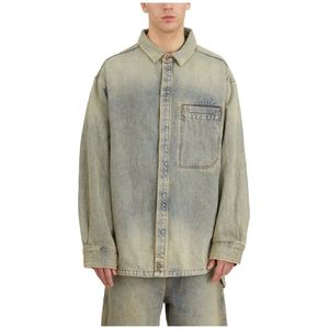 Entire Studios, Heren, Overhemden, Blauw, Maat: S Denim,