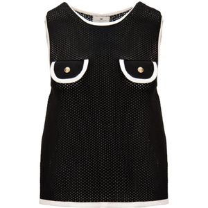 Elisabetta Franchi, Dames, Tops, Zwart, Maat: L Viscose,