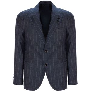 Lardini, Heren, Jassen, Blauw, Maat: 2XL Wol,