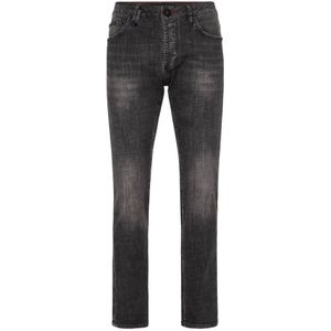 Philipp Plein, Heren, Jeans, Grijs, Maat: W32 Denim,