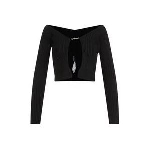 Jacquemus Lange Zwarte Viscose Vest , Black , Dames , Maat: 2XS
