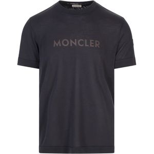 Moncler, Heren, Tops, Blauw, Maat: M Katoen,