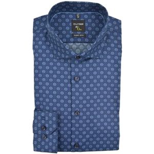 Olymp, Heren, Overhemden, Blauw, Maat: M Katoen,