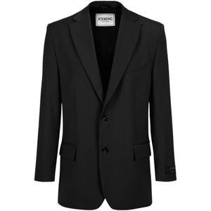 Iceberg, Heren, Pakken, Zwart, Maat: M Wol,